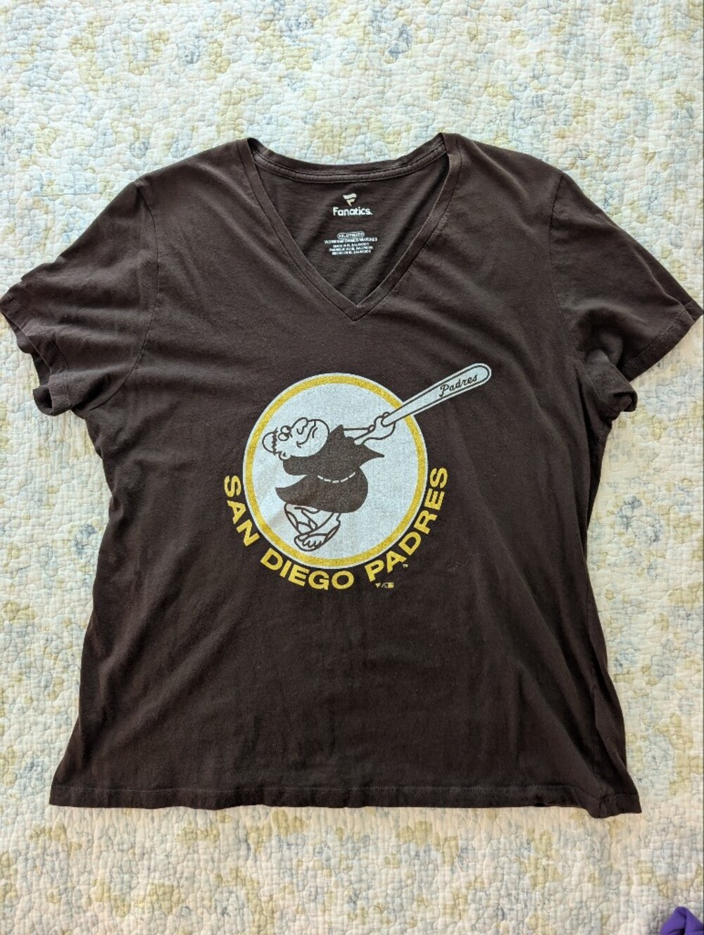Fanatics Brown Tee with Yellow San Diego Padres Logo